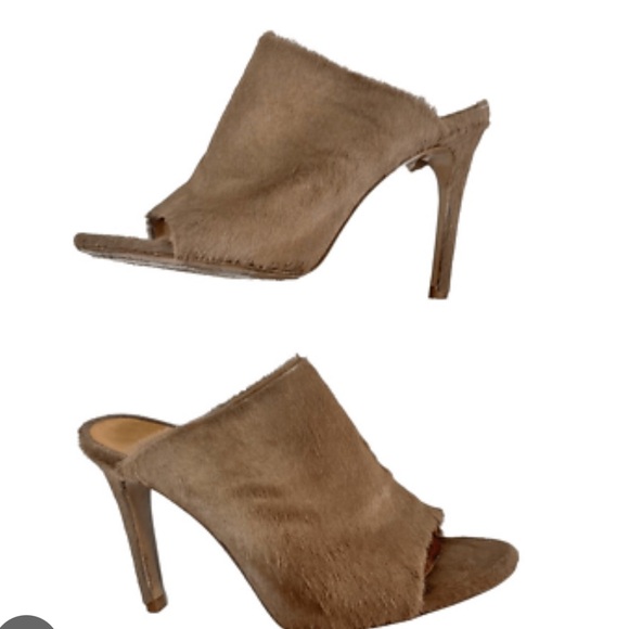 Pedro Garcia Tan Calf Hair Open Toe Stiletto Pump Size US 7.5 / EU 38.5 Women’s - Picture 9 of 9